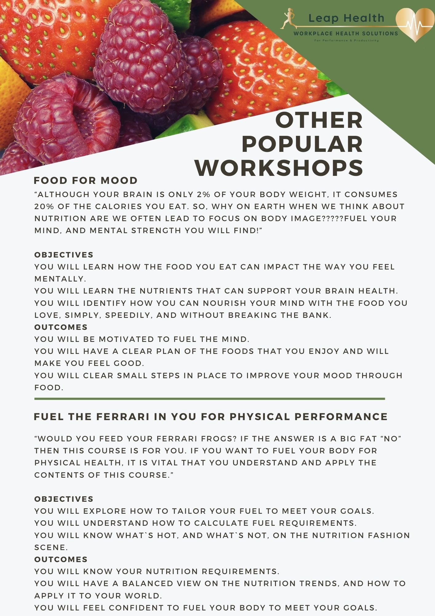 workplace health workshops leap health